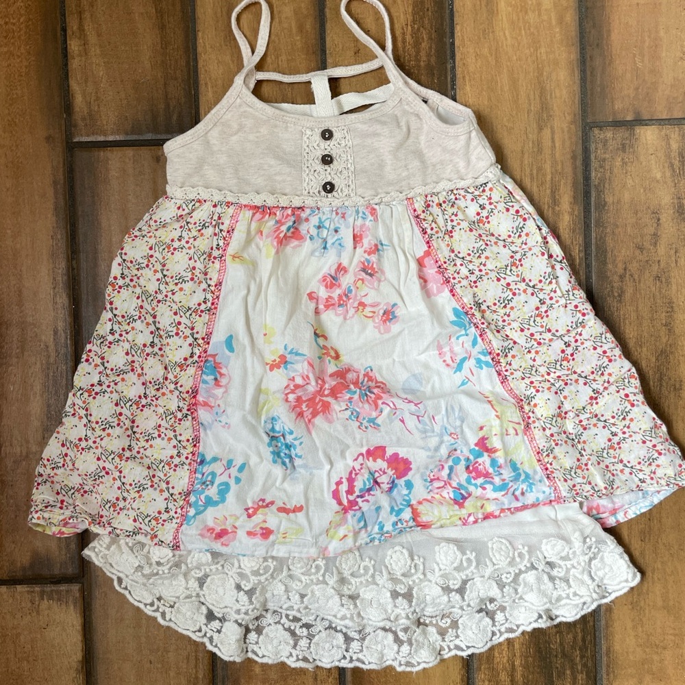 Free Planet Floral Kids Dress - Cream and Pink